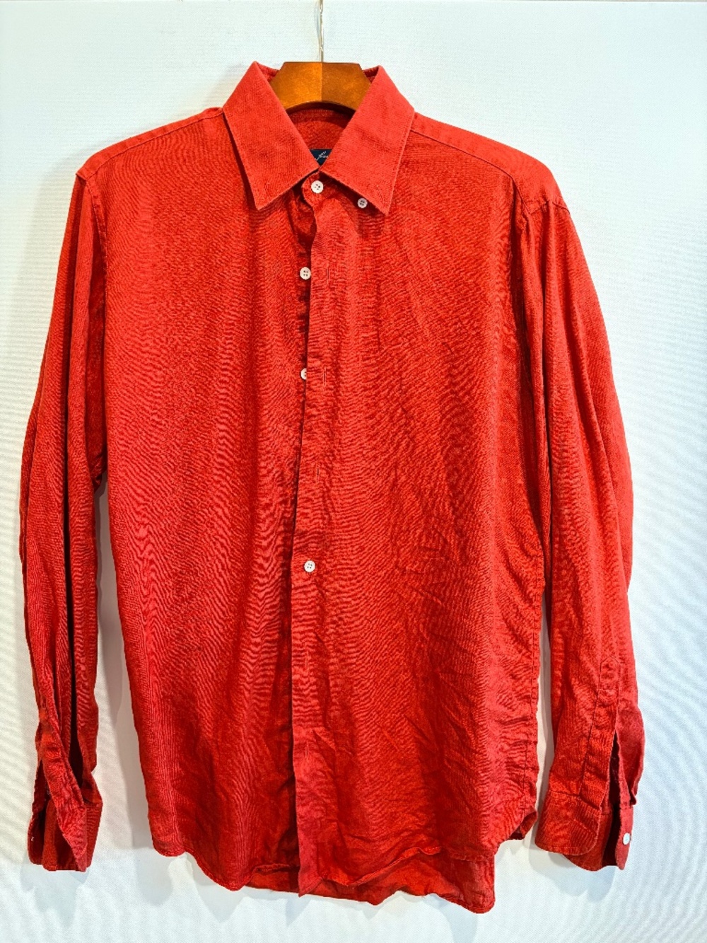 Men’s Rust Orange 100% Linen Button Down Shirt Made in Portugal